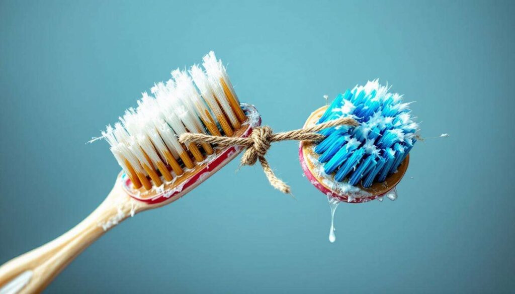 Twee oude tandenborstels samengebonden: de schoonmaaktruc die verrassend goed werkt
